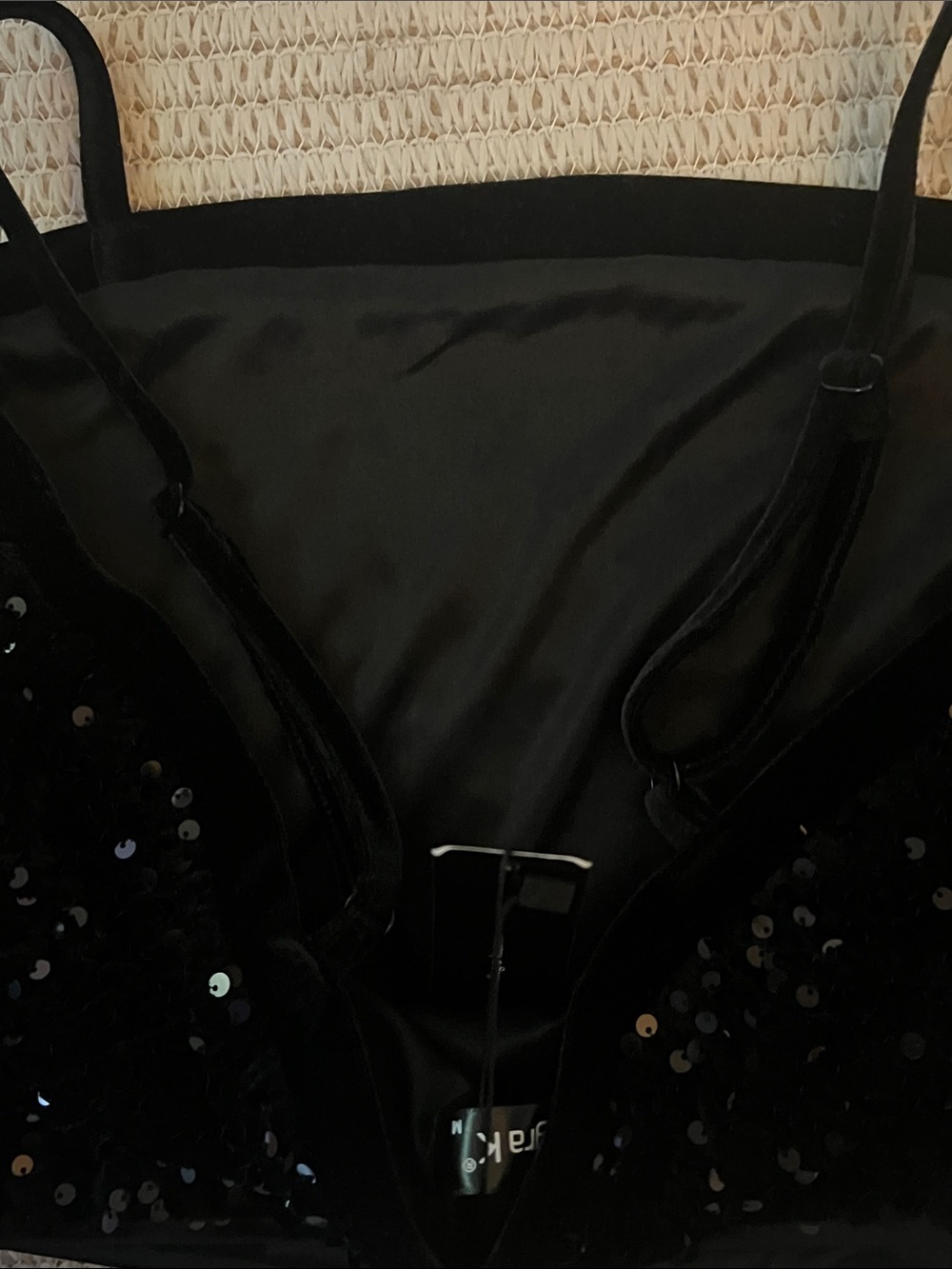 Allegra K Black Sequin Spaghetti Strap Crop Top - Picture 5 of 5